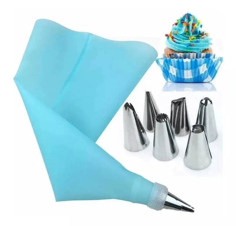 6 Boquillas clásicas de repostería + manga pastelera