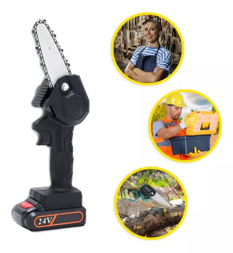 Mini motosierra recargable 24v + 1 Bateria Gratis